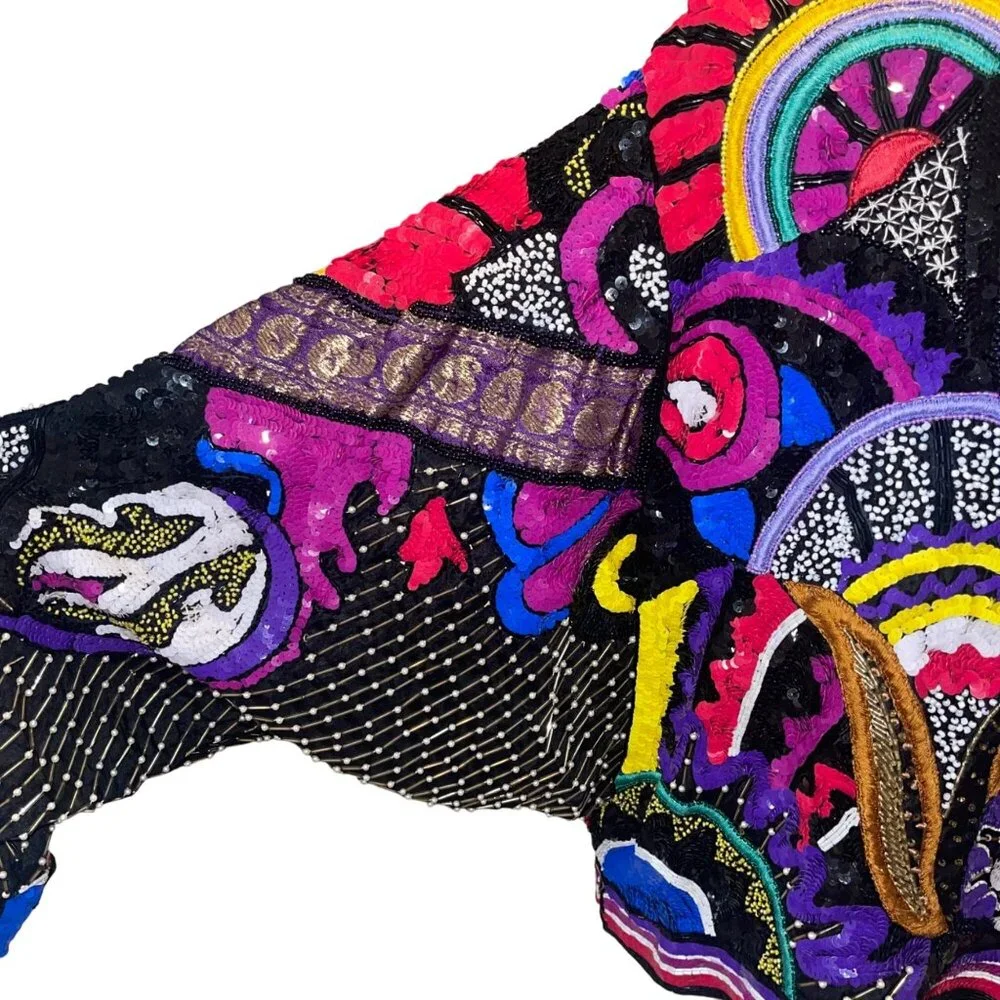 Judith Ann Creations Vintage Womens Beaded Cropped Jacket Size Large Multicolor - Picture 9 of 16